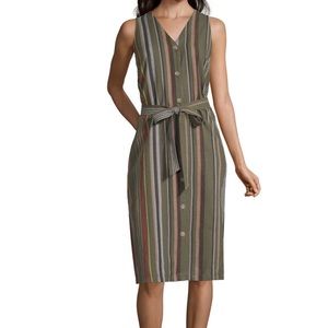 NWT LIZ CLIABORNE SLEEVELESS STRIP A-LINE DRESS